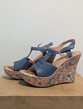 Born Women's Rebecka Blue Wedge Sandals